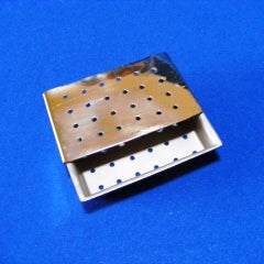 Sliding bur box, stainless steel, perforated, autoclaveable